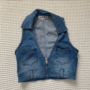 ISO I.AM.GIA Denim Blue Cropped Vest